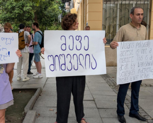 რა ხდება ბათუმის სასამართლოსთან, სადაც მზია ამაღლობელის განაჩენს ელოდებიან