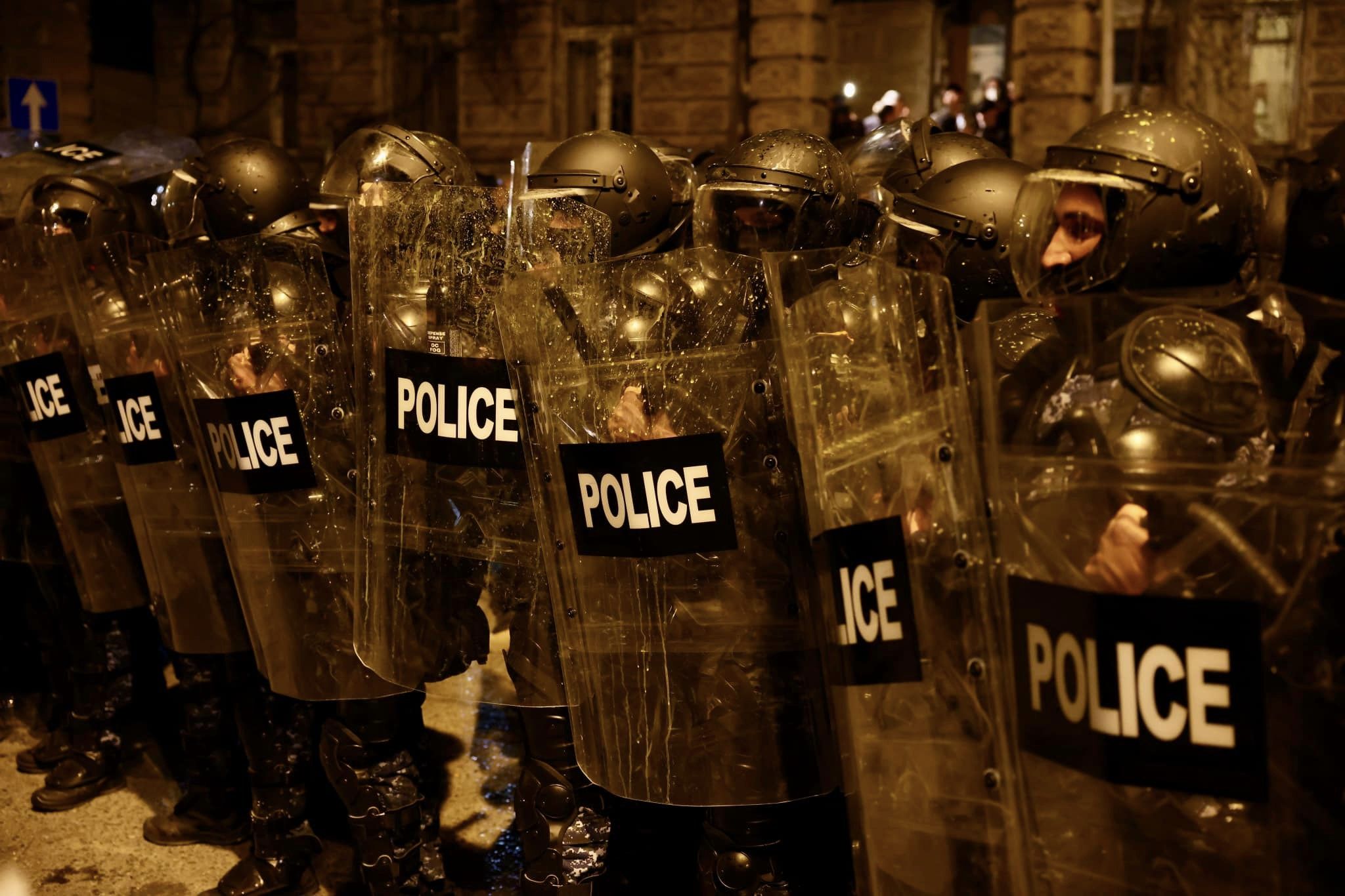 Photo Story | Riot Police Use Pepper Spray to Break Up Protest Against “Foreign Agents Law,” Arrest Protesters